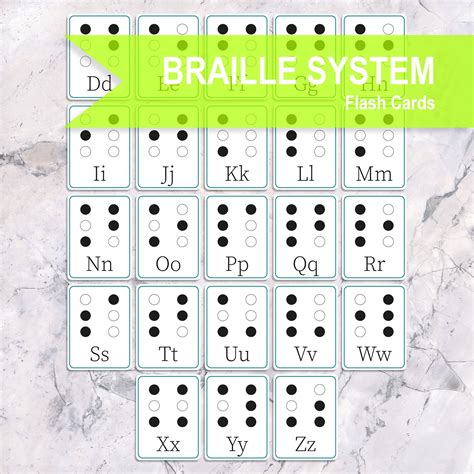 BRAILLE ALPHABET SYSTEM Printable Flash Cards Montessori - Etsy ...