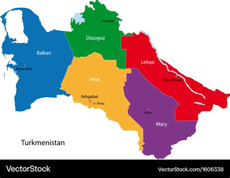 Turkmenistan map Royalty Free Vector Image - VectorStock