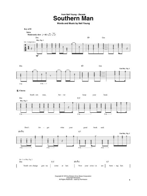 Southern Man by Neil Young - Guitar Rhythm Tab - Guitar Instructor