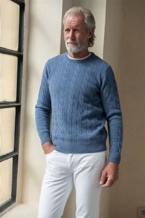 Light blue cable knit sweater – Made in italy