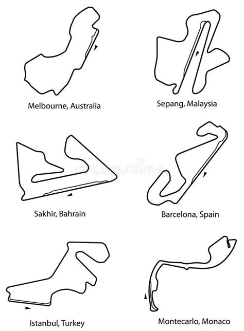 Set of Formula 1 circuits stock vector. Illustration of curve - 6210369