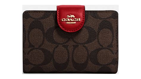 Coach Medium Corner Zip Wallet in Signature Brown/Red - Walmart.com