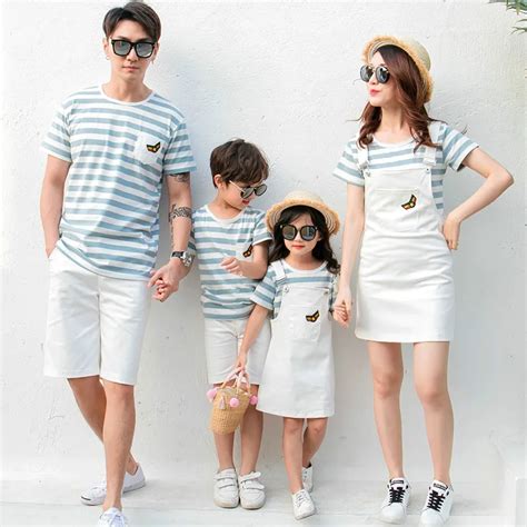 Family Clothing Summer Matching Clothes Mom and Daughter Dress Family Matching Outfits Father ...