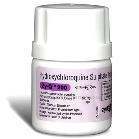 Zy-Q (Hydroxychloroquine sulphate 200mg) Tablets - PharmaRight.vu