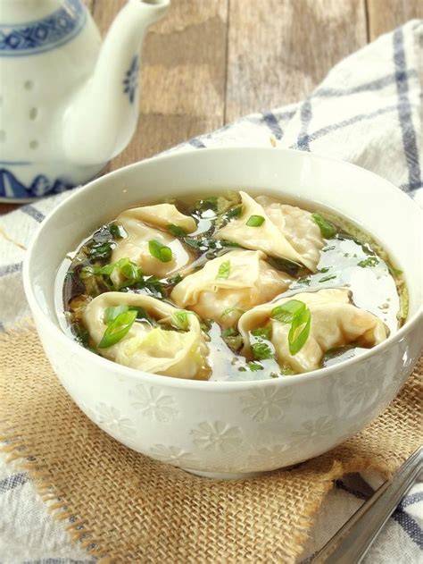 Shiitake Wonton Soup - Connoisseurus Veg | Vegetarian wonton, Recipes, Soup recipes