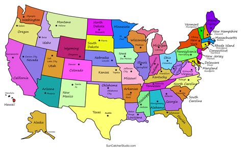 Map With States And Capitals Printable - Jean Robbie