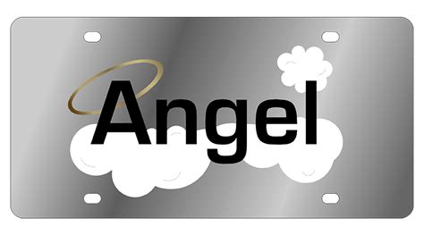 Lifestyle - Stainless Steel License Plate - Angel word with clouds & halo - Plates, Frames and ...