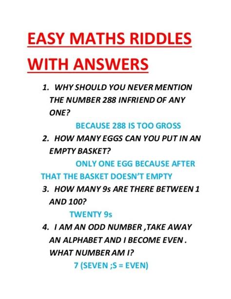 Riddles And Answers That Will Wake Up Cells Of Brain | Math riddles, Riddles with answers, Math ...