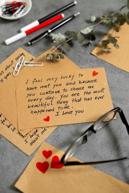 Free Photo | Love letter of note with collection of romantic stationery