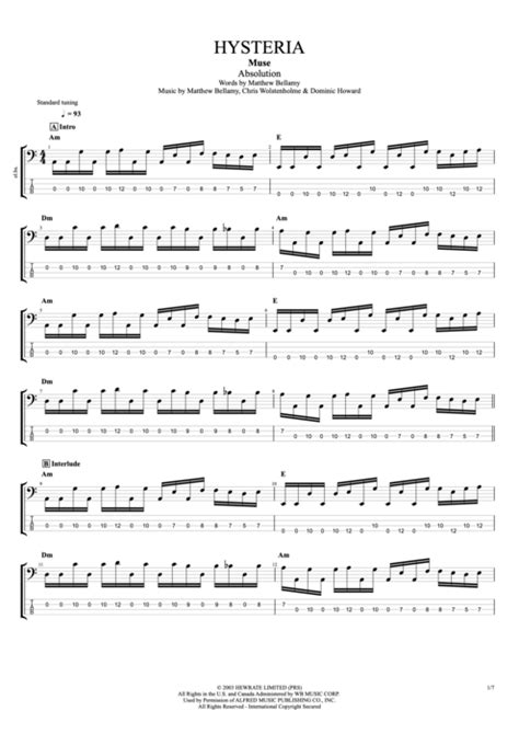 Hysteria Tab by Muse (Guitar Pro) - Full Score | mySongBook