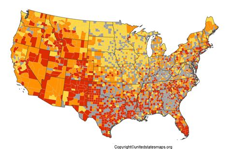 Printable US Heat Map - United States Maps