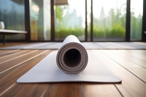 Premium AI Image | yoga mat on wooden floor in modern fitness center