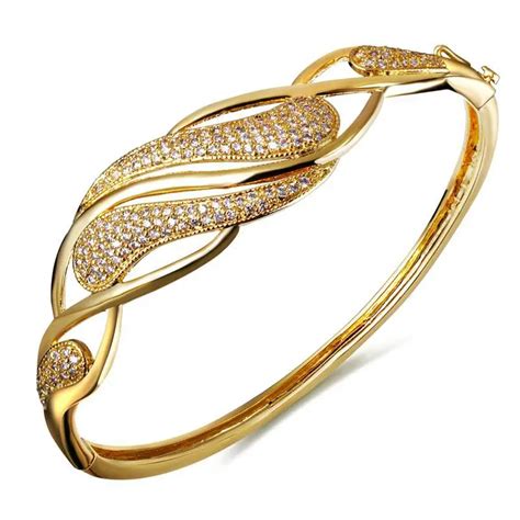 Top quality H bracelets Bangles for women 18K gold plated Cubic zirconia Stone Bangles New ...