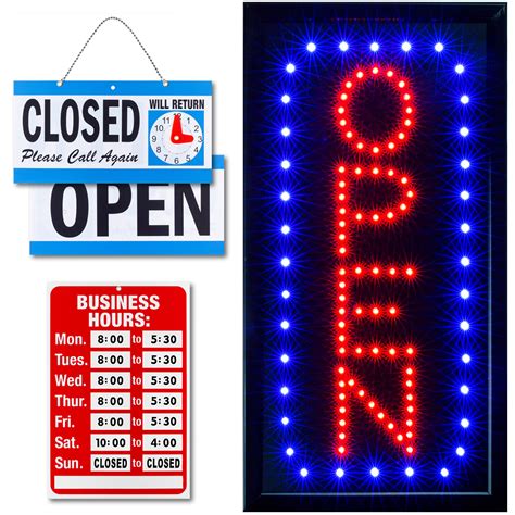Buy Ultima LED Neon Open Sign for Business: Vertical Lighted Sign Open with Flashing Mode ...