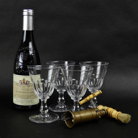 4 French crystal wine glasses