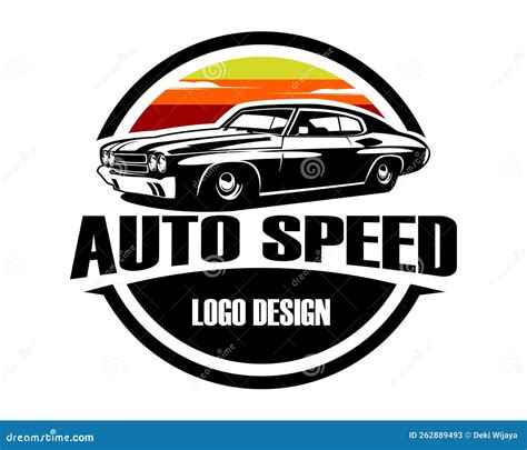 Old Chevy Camaro Car Logo. Side View With Amazing Sunset In The Background. Cartoon Vector ...