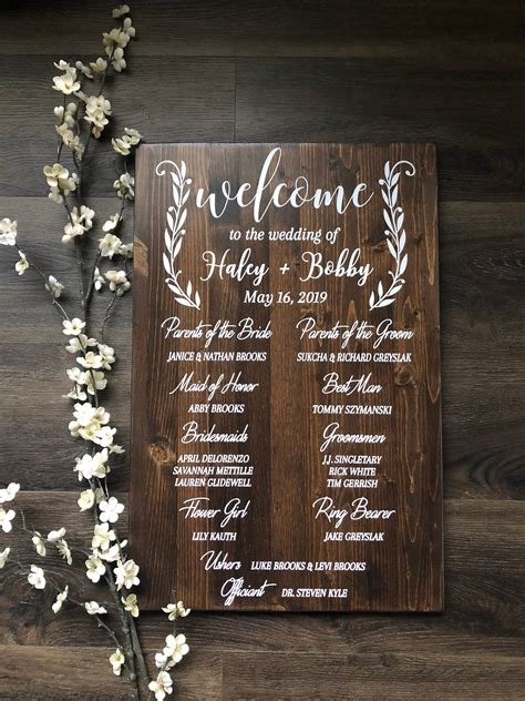 Bridal Party Sign | Wedding Program Sign |Wedding Welcome Sign ...