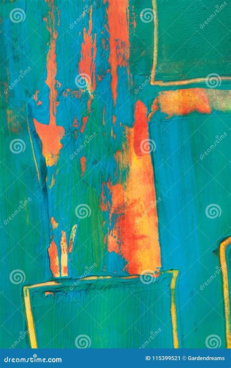 Abstract Gouache Painting, Detail Stock Image - Image of colors, orange ...