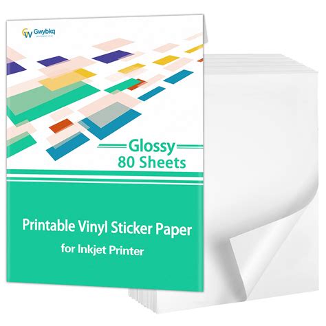 Buy Glossy Sticker Paper Printable Vinyl for Inkjet Printer, 80 Sheets ...