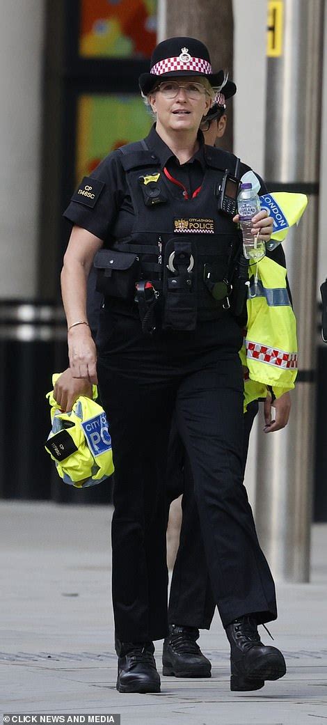 Penny Lancaster is seen in police uniform as she patrols London ...