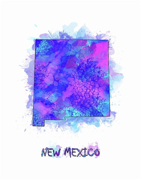 New Mexico Map Watercolor 2 Digital Art by Bekim M - Fine Art America