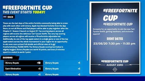 Free Fortnite Cup: Schedule, event rules and other details