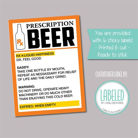 Beer prescription label funny beer labels gift for dad | Etsy