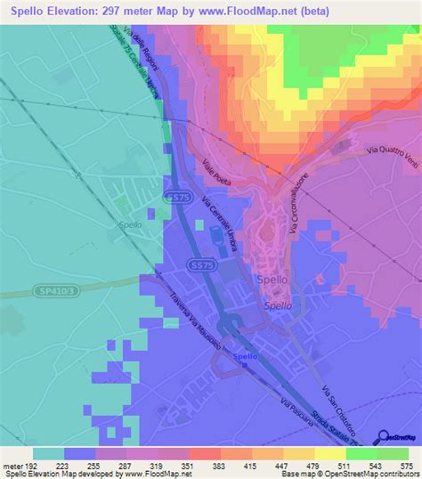 Elevation of Spello,Italy Elevation Map, Topography, Contour