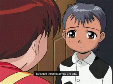 an anime character is looking at another person's face and the caption reads, because these ...