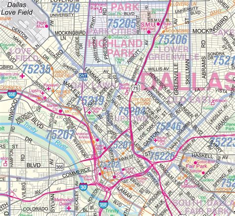 Dallas - Fort Worth Metroplex Detailed Region Wall Map w/Zip Codes ...