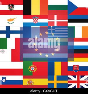 All Flags of The Member states of the EU , EU flag. UN and N.A.T.O ...