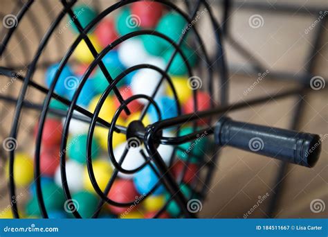Multi-colored Bingo Balls in a Cage. Stock Image - Image of desk ...