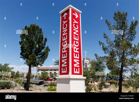 Red Emergency Entrance Sign for a Local Hospital Stock Photo - Alamy