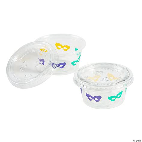 2 oz. Bulk 100 Ct. Small Mardi Gras Carnival Masks Disposable Plastic Gelatin Shot Cups with ...