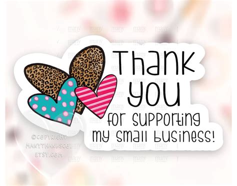 Thank You for Supporting My Small Business Sticker PNG, Leopard Print Heart Labels, Cute Happy ...