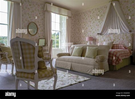 Interior of a master bedroom in an english country manor house Stock ...