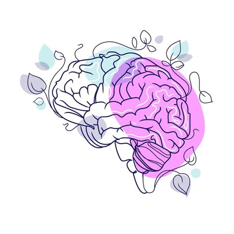 Cerebro humano en arte abstracto estilo minimalista ilustración vectorial Cerebro de arte lineal ...