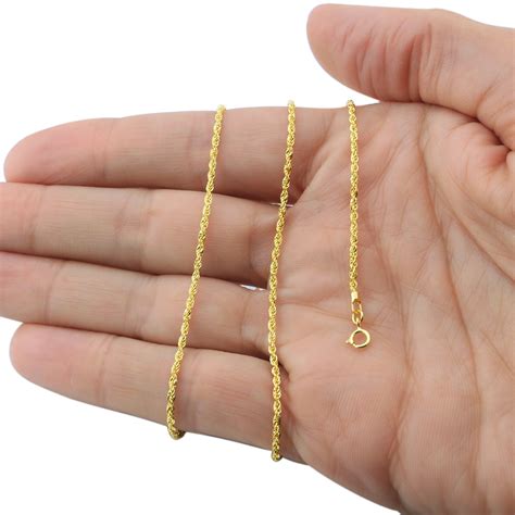 10K Yellow Gold 1.5mm Thin Diamond Cut Rope Chain Pendant Necklace Women 14"-26" | eBay