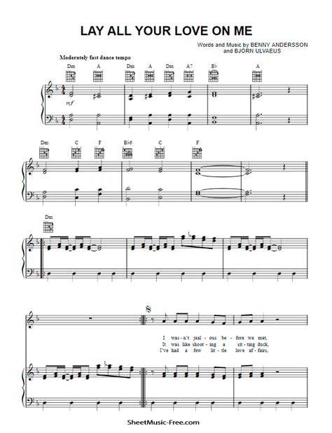 Lay All Your Love On Me Sheet Music ABBA PDF | SheetMusic-Free.Com