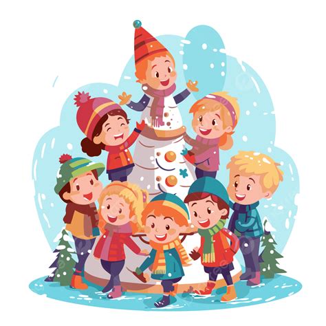 Christmas Party Vector, Sticker Clipart Christmas Children Smiling And Showing Interest In ...