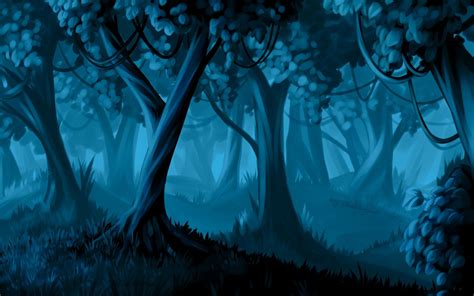 Blue forest in the night - trees from the story. Drawings, Paintings, Sketches, Design, Artwork ...