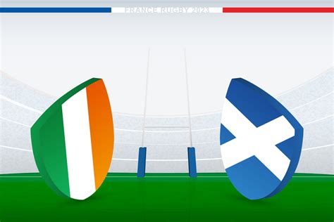 Match between Ireland and Scotland, illustration of rugby flag icon on ...