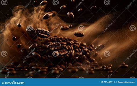 Roasted Coffee Beans. Brown Smoke of Coffee Aroma Stock Illustration ...