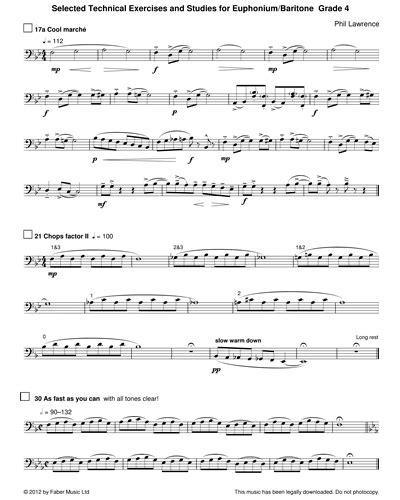 Selected Technical Exercises and Studies for Euphonium/Baritone Grade 4 Sheet Music by Phil ...