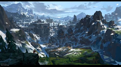 Snow mountain ruins, G liulian | Fantasy landscape, Fantasy art landscapes, Fantasy concept art