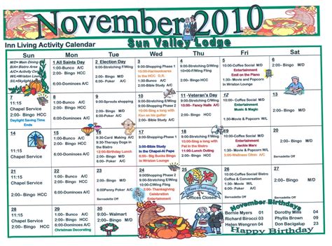 Activity Ideas For November