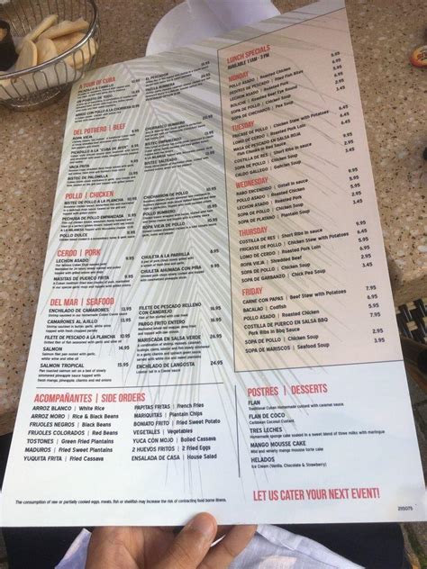 Menu at Rumba Cubana pub & bar, Jersey City