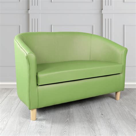 Tuscany Shelly Pea Green Crib 5 Genuine Leather 2 Seater Tub Sofa