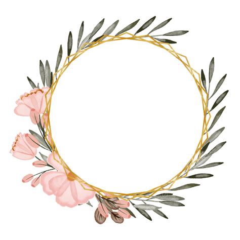 Watercolor Wedding Flowers Decorative Frame, Frame, Flower, Golden PNG Transparent Clipart Image ...