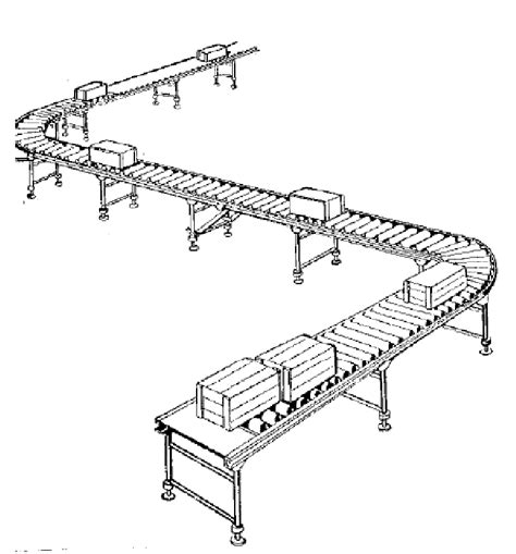 General view of an unpowered roller conveyor Parts of unpowered roller ...